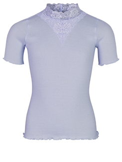 Rosemunde Organic Bernadine t-shirt regular w/ lace - Arctic blue